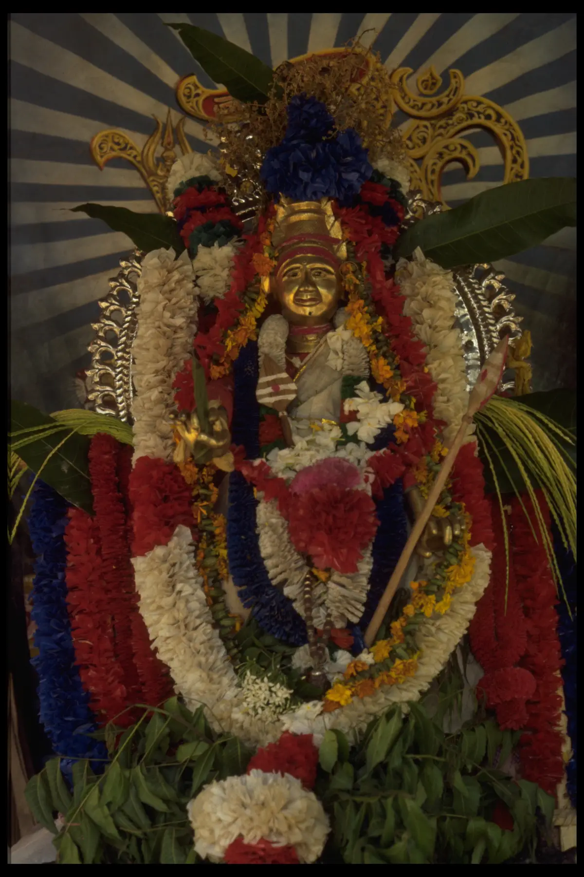 Hindu deity garlanded