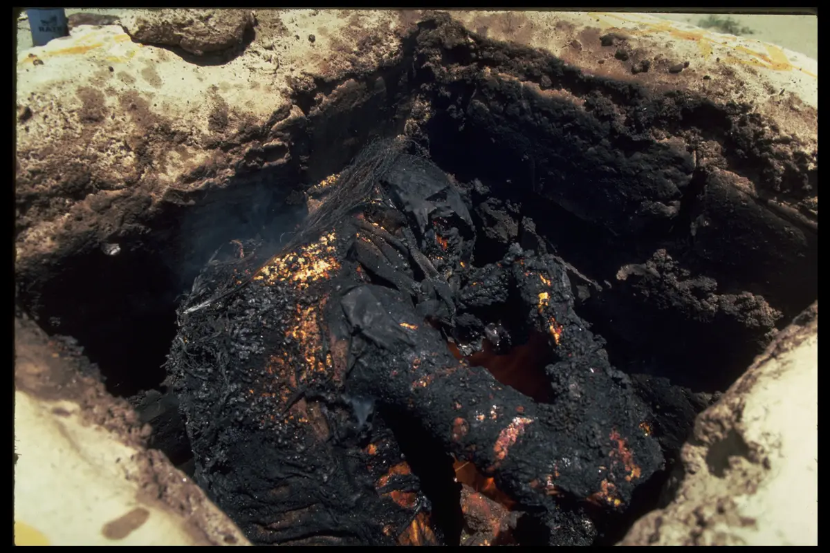 Cremation pyre embers