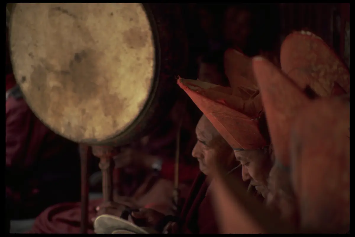 Ladakh cham drums close