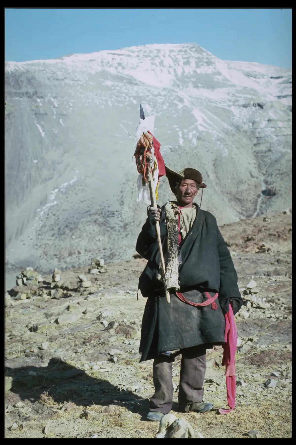 Tibet pilgrim prayer staff