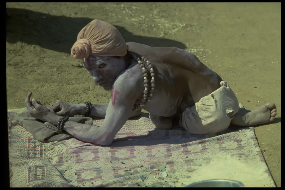 Kumbh ash sadhu contortion