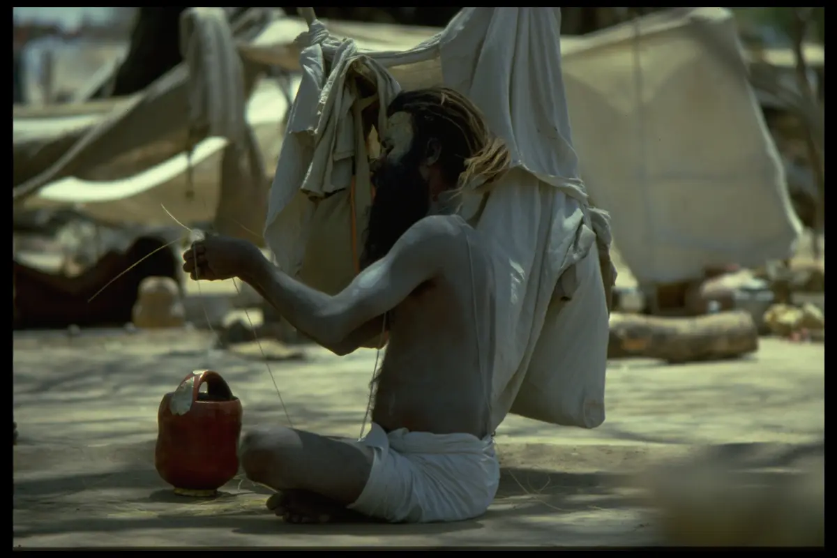 Kumbh sadhu camp seated