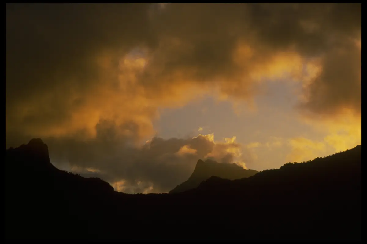 Mountain sunset silhouette